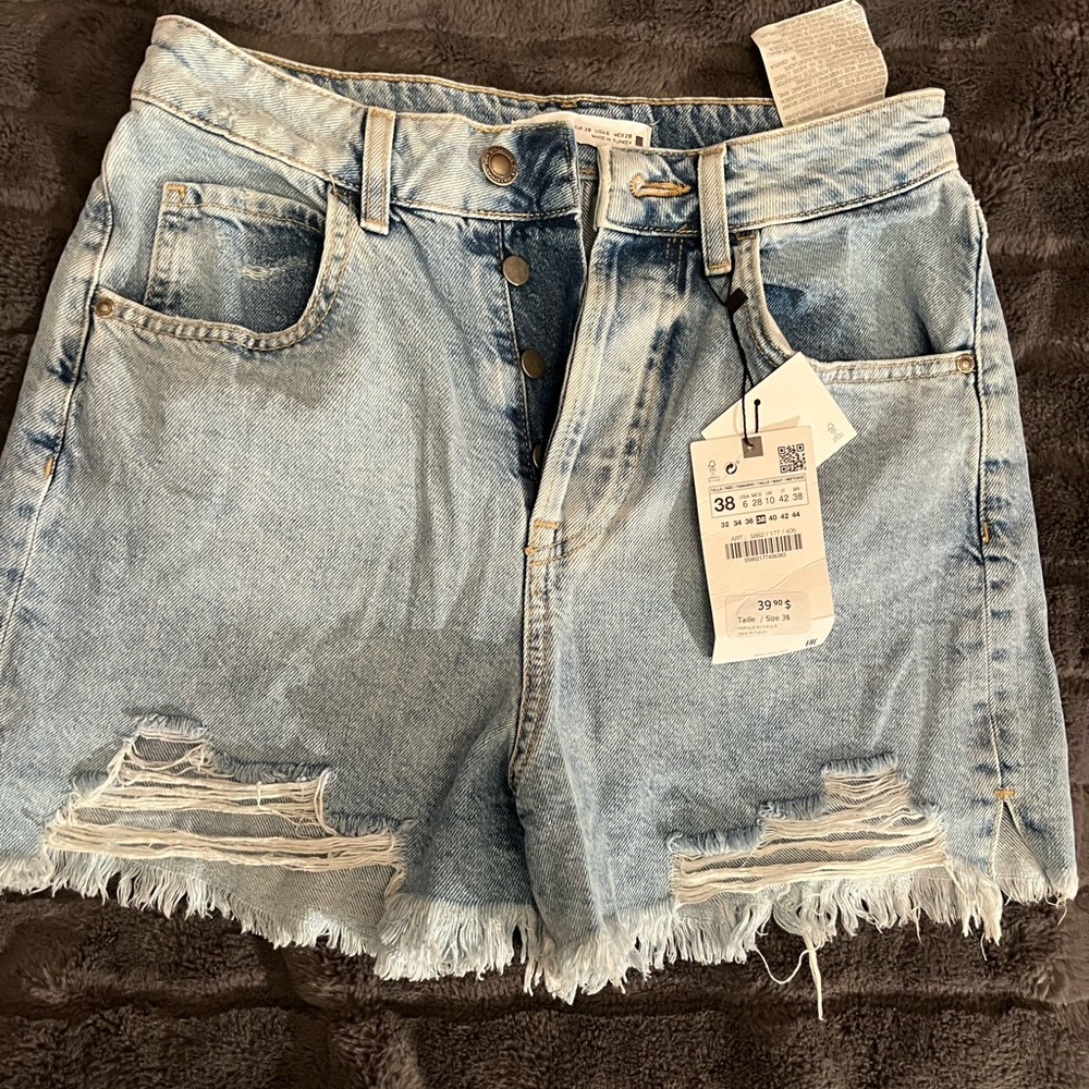 Zara high waisted denim shorts